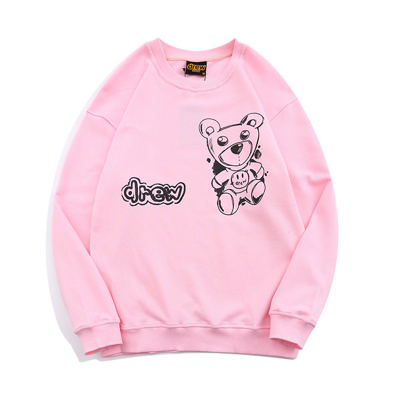 Justin Bieber Drew House Sweatshirts Bear Letter Print Loose round Neck Sweater