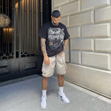 Present T Shirt Tiger Print Distressed Loose