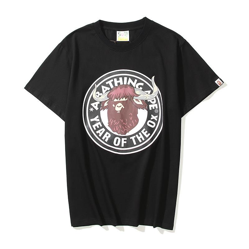 Shark Print T Shirt T-shirt Short Sleeve Black Fashion Loose