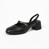 Nude Block Heel Sandals Simple Thick Heel Shoes