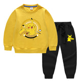 Children Pokemon Pikachu Hoodie & Pant Set Two-Piece Cotton Sweater Set