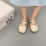Nude Pumps Block Heel Vintage Leather Shoes