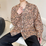 Men's Shirts Autumn Leopard Print Floral Loose Long Sleeve Shirt