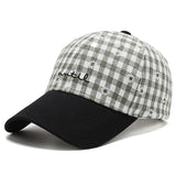 Vintage Check Baseball Cap Plaid Embroidery Little Daisy