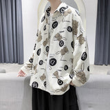 Men's Shirts Loose Printed Long Sleeve Shirt