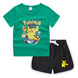 Children Pokemon Pikachu Tshirts & Shorts Leisure Sports Suction Suit Neutral