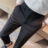 Men Trousers Simple Embroidered Suit Pants