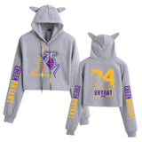 In Memory of Kobe Hoodie Kobe Memorial Clothing Casual Navel Cat Ears Hooded Sweater for Women