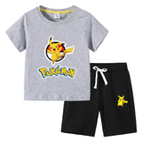 Children Pokemon Pikachu Tshirts & Shorts Cotton Short Sleeve Shorts Two Pieces Neutral