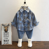 Toddler Boys Sweater Boys' Plaid Shirt Casual Loose Spring and Autumn