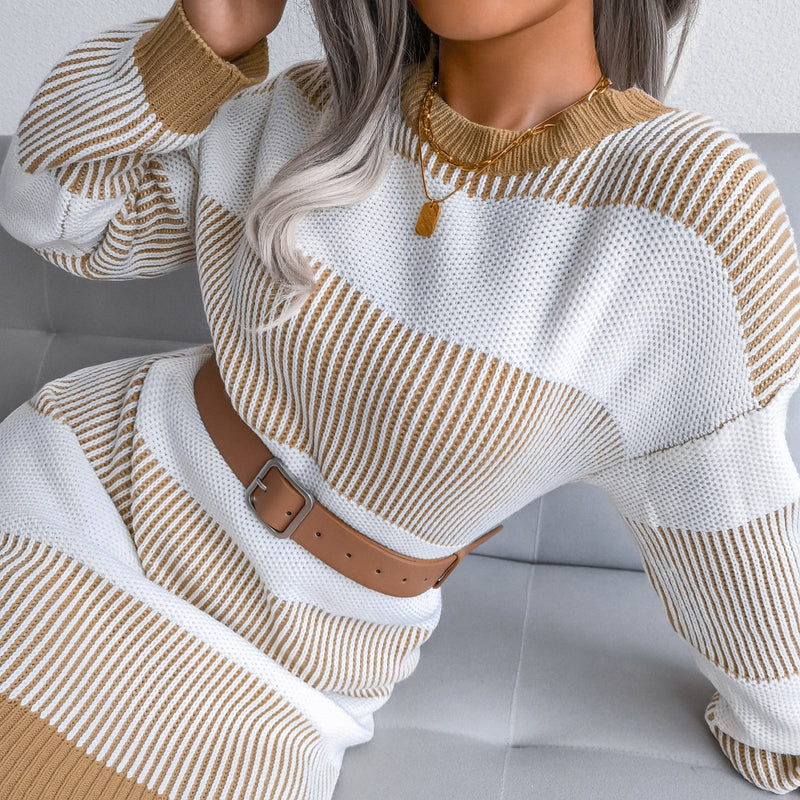Sweater Dress Outfit With Tights 2 Pieces Set Autumn and Winter Casual Loose Sweater Dress Knitted Dress