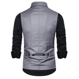 Tuxedo Vests Solid Color Simple Double Breasted Suit Vest Men's Casual Business