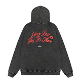 Present Hoodie Heavy Distressed Hooded Sweater Loose