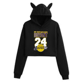 In Memory of Kobe Hoodie Kobe Peripheral Printing Casual Women Navel Cat Ear Sweater