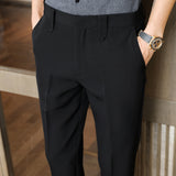 Men Trousers Pants Slim Solid Color Simple Light Business Pants