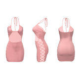 Women's Spring and Summer Sexy Lace-up Cutout Slim Dress