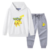 Children Pokemon Pikachu Hoodie & Pant Set Hooded Sweater Trousers Two-Piece Baby Cotton Sweater Set