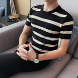 Men Short Sleeve T-Shirt Knitted T-shirt round Neck Pullover T-shirt
