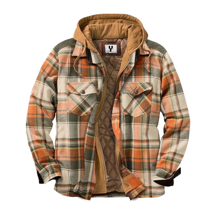 Bane Coat Thickened Cotton-Padded Coat Plaid Long Sleeve