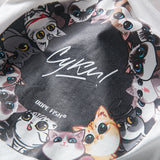 Men's T-shirt Summer Men's K Cartoon Kitten Printed Short-Sleeved T-shirt Casual Loose round Neck Bottoming Top