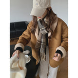 Beth Dutton Outfits Lamb Wool Contrast Color Lapels Coat for Women