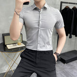 Men Shirts Summer Solid Color Short Sleeve Shirt