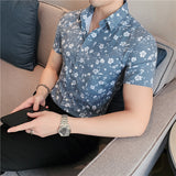Men Shirts Short Sleeve Printed Shirt