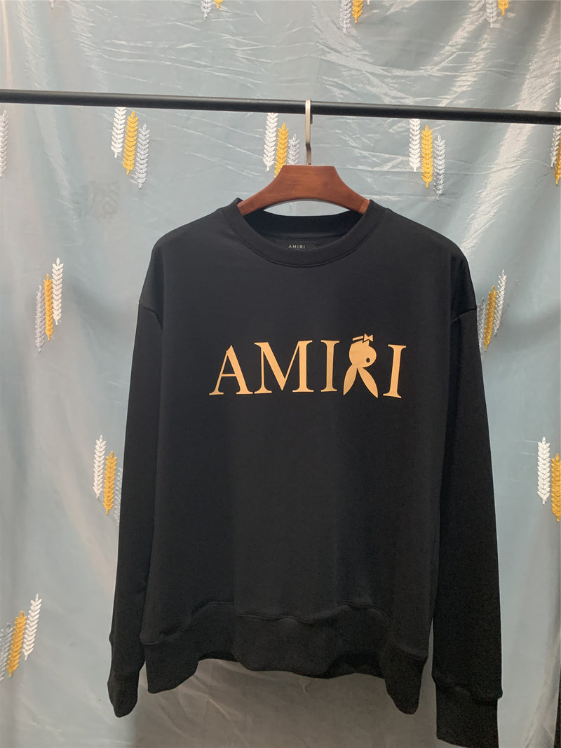 Amiri Hoodie New US Amiri Letter Print round Neck Terry Sweatshirt