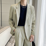 Double Brewed Seersucker Suit Men's Loose Solid Color Coat