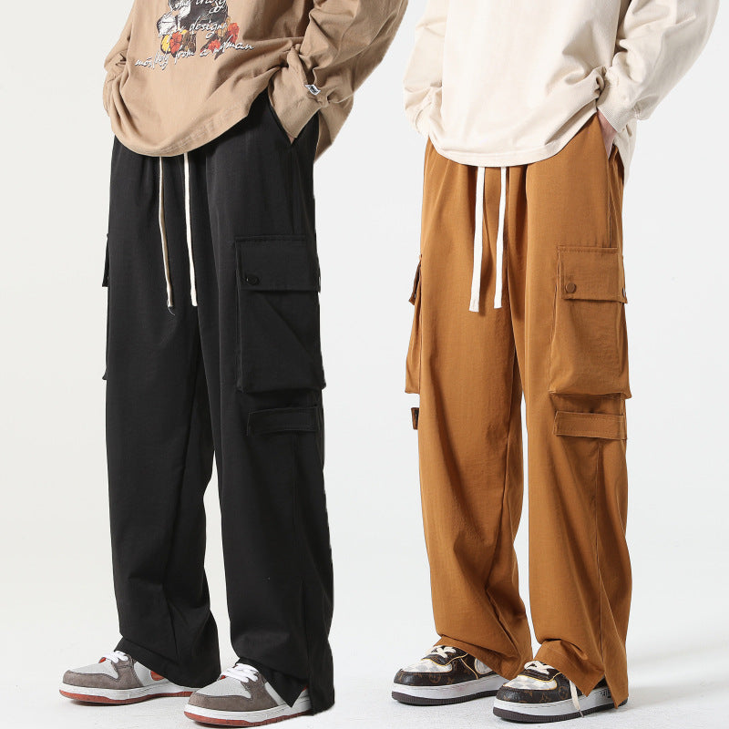 Men Cargo Pants Men's Loose Spring Boys Multi-Pocket Fashion Brand American Sports Casual Pants