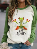 Ugly Christmas Sweater Women's Red Contrast Color Old Printed Long Sleeve round Neck T-shirt