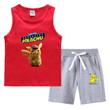 Children Pokemon Pikachu Tshirts & Shorts Summer Vest Middle Pants Sports Casual Thin Two Pieces