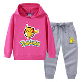 Children Pokemon Pikachu Hoodie & Pant Set Hooded Sweater Trousers Two-Piece Baby Cotton Sweater Set