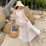 Fairy Dress Summer Strap Fairy Dress French Style V-neck Backless Beach Dress