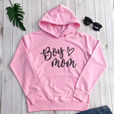 Boy Mama Hoodie Mother's Day Boy Mom Letter Love Heart Printed Hoodie