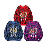 Shark Print Sweatshirts Spring and Autumn Shark Head Camouflage Pullover Sweater Thin Men and Women