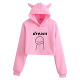 Dreamwastaken Men's Novelty Hoodies Dream Merch Shirt Fashion Cat Ears Exposed Navel Hooded Women's Sweater