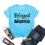 Boy Mama T Shirts Blessed Mama Printed Short-Sleeved Top