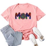 Boy Mama T Shirts Mom Leopard Print Mama Letter Print T-shirt