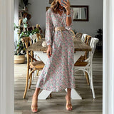 Women Bohemian Dress Women's Summer Long-Sleeve Printed Dress
