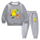 Children Pokemon Pikachu Hoodie & Pant Set Sweater Suit Fleece Lined Padded Warm Keeping Winter Clothes