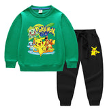 Children Pokemon Pikachu Hoodie & Pant Set Two-Piece Baby Cotton Sweater Set