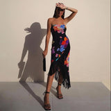 Music Festivals Rave Outfits Dress Spring and Summer Print Tassels Slim-Fit Women's Dress
