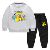 Children Pokemon Pikachu Hoodie & Pant Set Pure Color Cotton Quality Sweatshirt Set Trousers