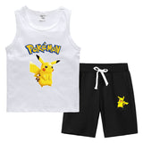 Children Pokemon Pikachu Tshirts & Shorts Vest Middle Pants Sports Casual Thin Two Pieces
