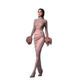 Emily Ratajkowski Dress Sexy Feather Hip Ball Stitching Dress