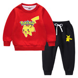 Children Pokemon Pikachu Hoodie & Pant Set Fleece Lined Padded Warm Keeping Winter Clothes Sweatershirt Suit