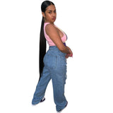 Women Plus Size Jeans Fashion Straight-Leg Pants