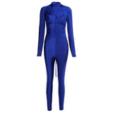 Women's Spring Clothing Solid Color Sexy Cutout Hip Lifting Sport Jumpsuit