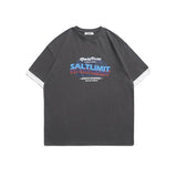 Men T Shirt Summer Casual Tops Men's Clothes Summer Wear Vintage Men's round Neck Short Sleeve Casual Loose Letter Print Fake Two Pieces